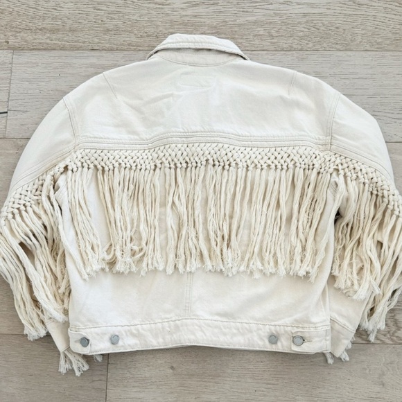 NWT Anthropologie  Blank NYC Sacha High Key Fringe Denim Jacket Size XS - Picture 6 of 7